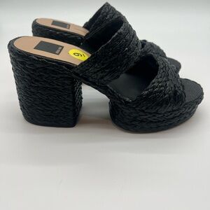 Dolce Vita Black Woven Platform Slide Sandals
